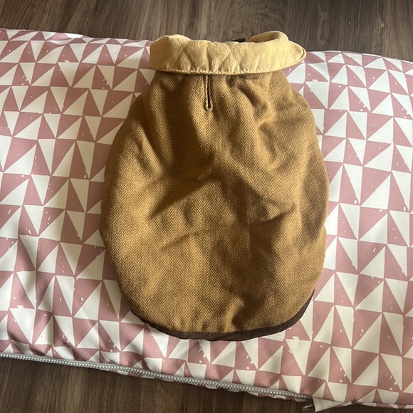 Woolrich Reversible Small Dog Coat Herringbone Tweed 1 Side Tan Quilted 2 Side - Picture 5 of 9